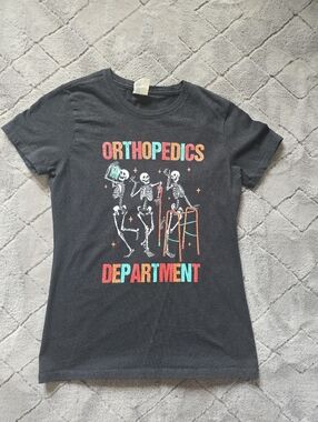 Orthopedics Department Skeleton Graphic Tee - Black with Multi-Color Print